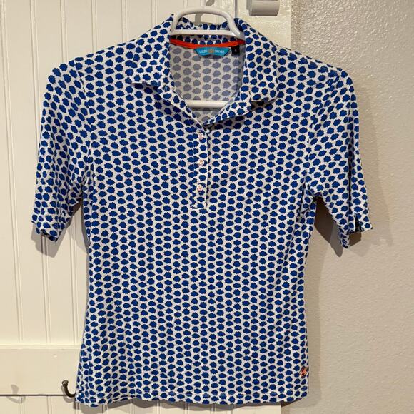 Lizzie Driver Golf Shirt/Preppy Polo Blue and White Size Small - Picture 1 of 6
